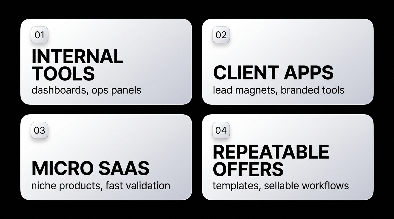 Rendered grid of business use cases for agent-built apps